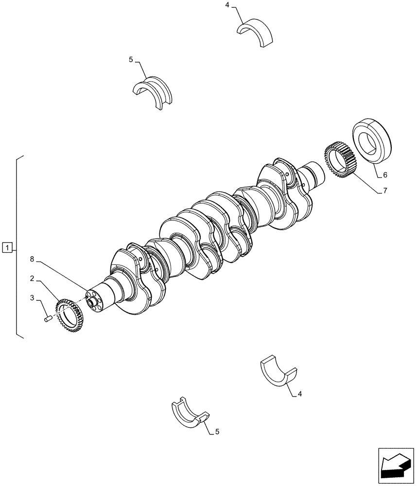 Схема запчастей Case F4HFA613N E001 - (10.103.AA) - CRANKSHAFT (10) - ENGINE