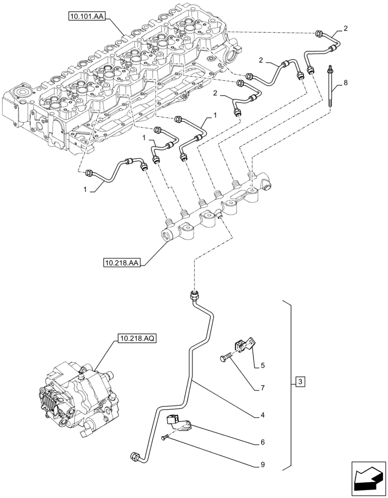 Схема запчастей Case F4HFE6132 A014 - (10.218.AI[01]) - INJECTION PIPE (10) - ENGINE