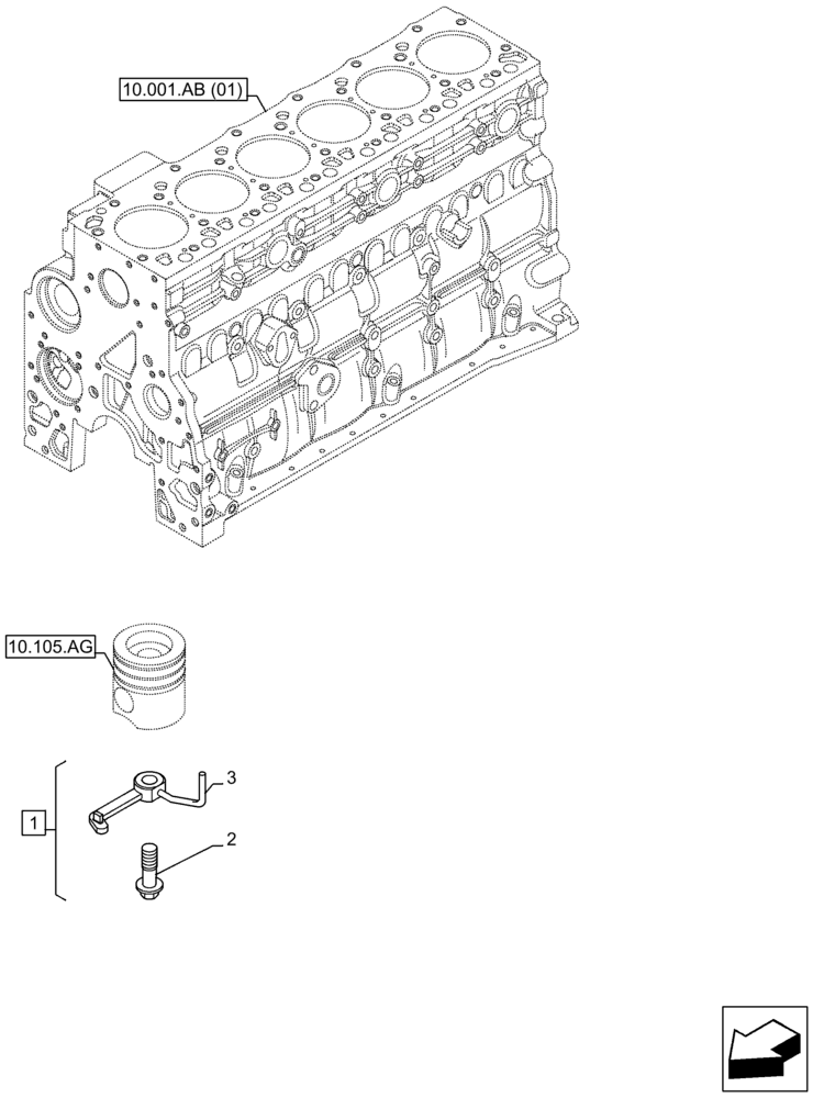 Схема запчастей Case F4HFE613F A012 - (10.304.AR) - PISTON COOLING NOZZLE (10) - ENGINE