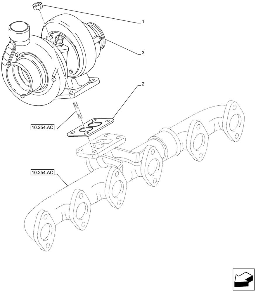 Схема запчастей Case F4HFA613N E001 - (10.250.AC) - TURBOCHARGER (10) - ENGINE