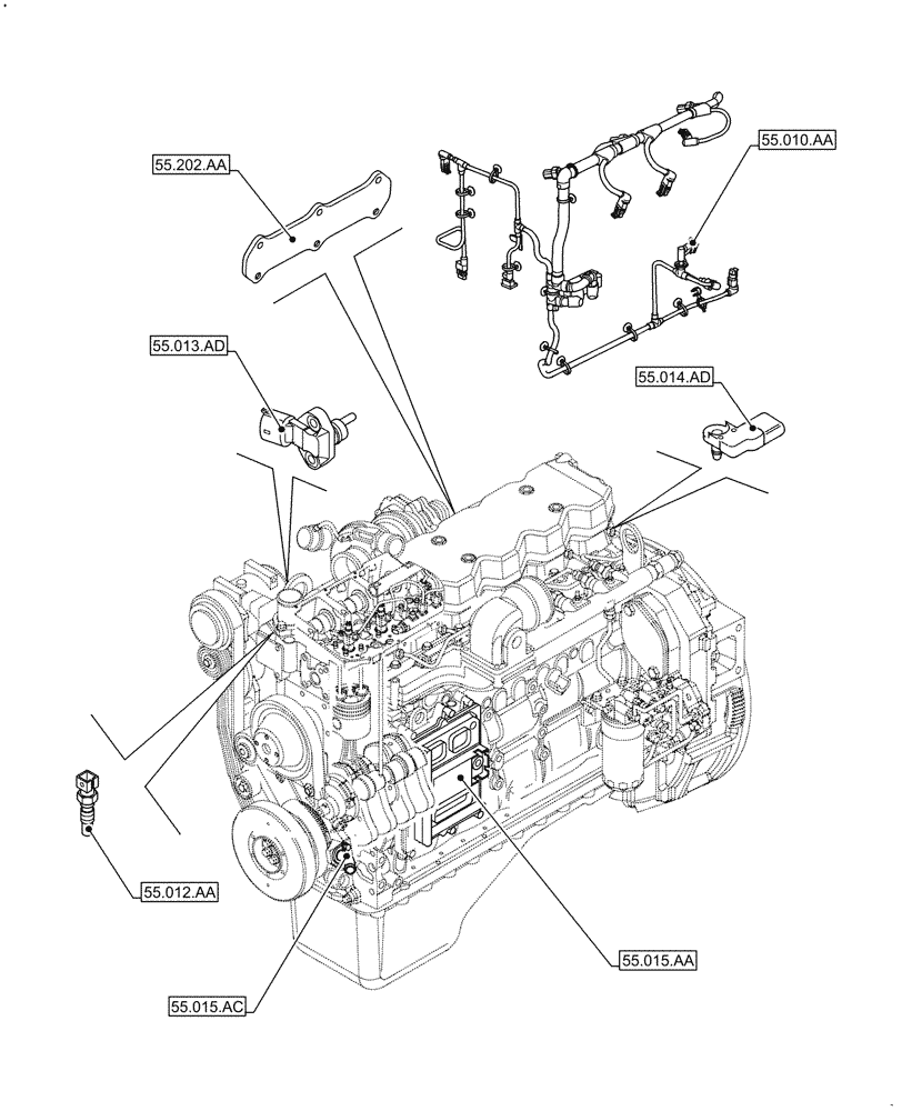 Схема запчастей Case F4HFA613M E001 - (00.000.55) - PICTORIAL INDEX - ELECTRICAL SYSTEM (00) - GENERAL & PICTORIAL INDEX