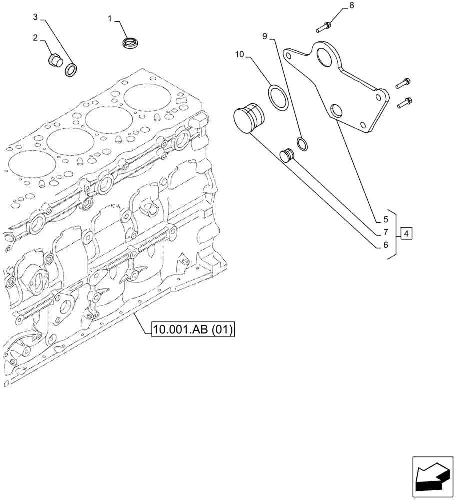 Схема запчастей Case F4HFA613L E001 - (10.304.AP) - ENGINE, BREATHER (10) - ENGINE