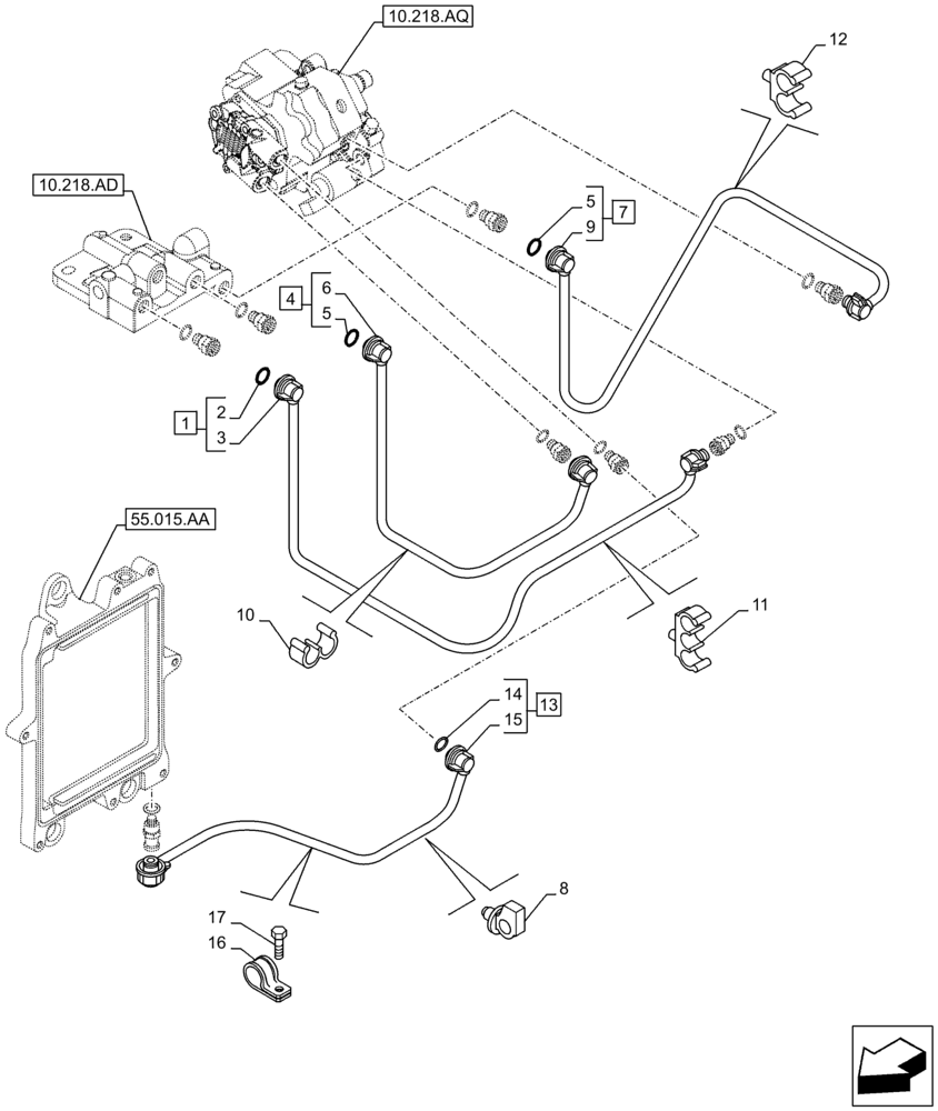 Схема запчастей Case F4HFA613M E001 - (10.210.AF) - FUEL LINE (10) - ENGINE