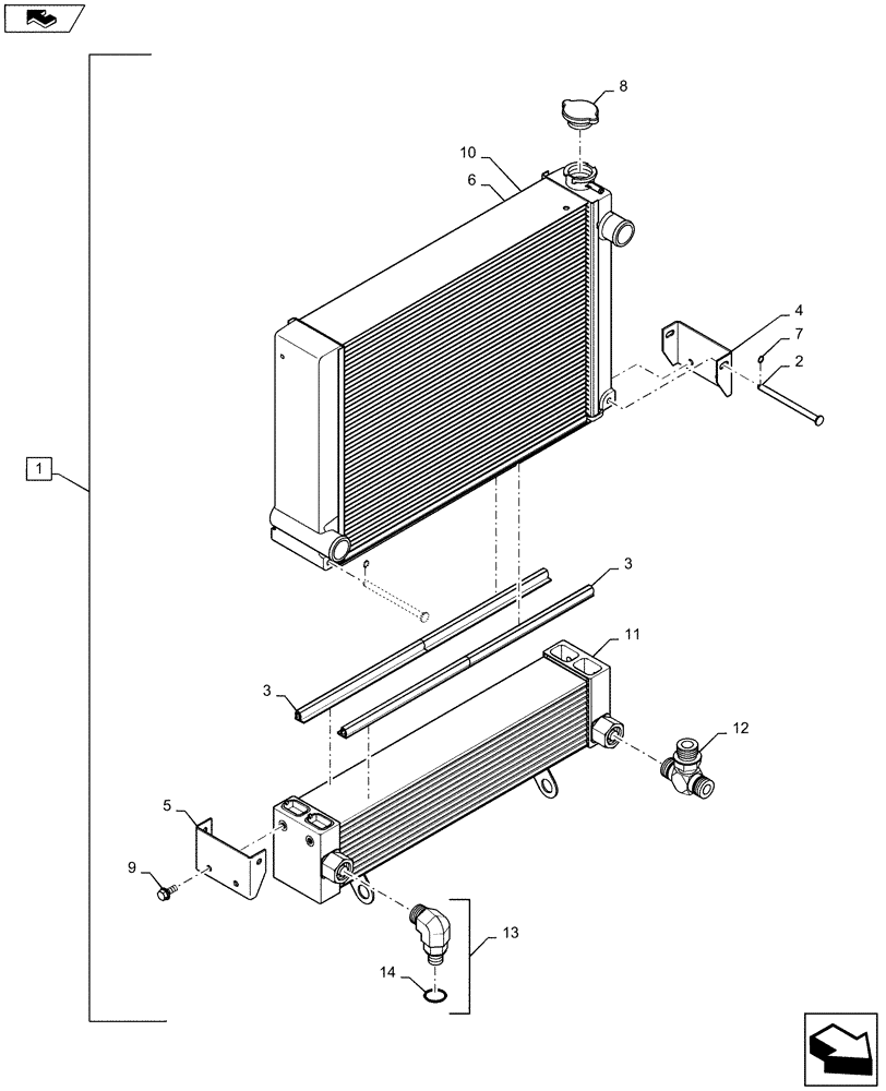 Схема запчастей Case SR175 - (10.400.BE) - RADIATOR & COOLER (10) - ENGINE