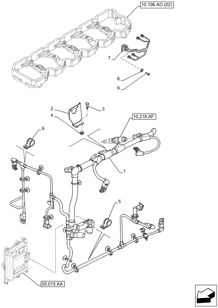 Схема запчастей Case F4HFE613F A001 - (55.010.AA) - ENGINE, CABLE (55) - ELECTRICAL SYSTEMS