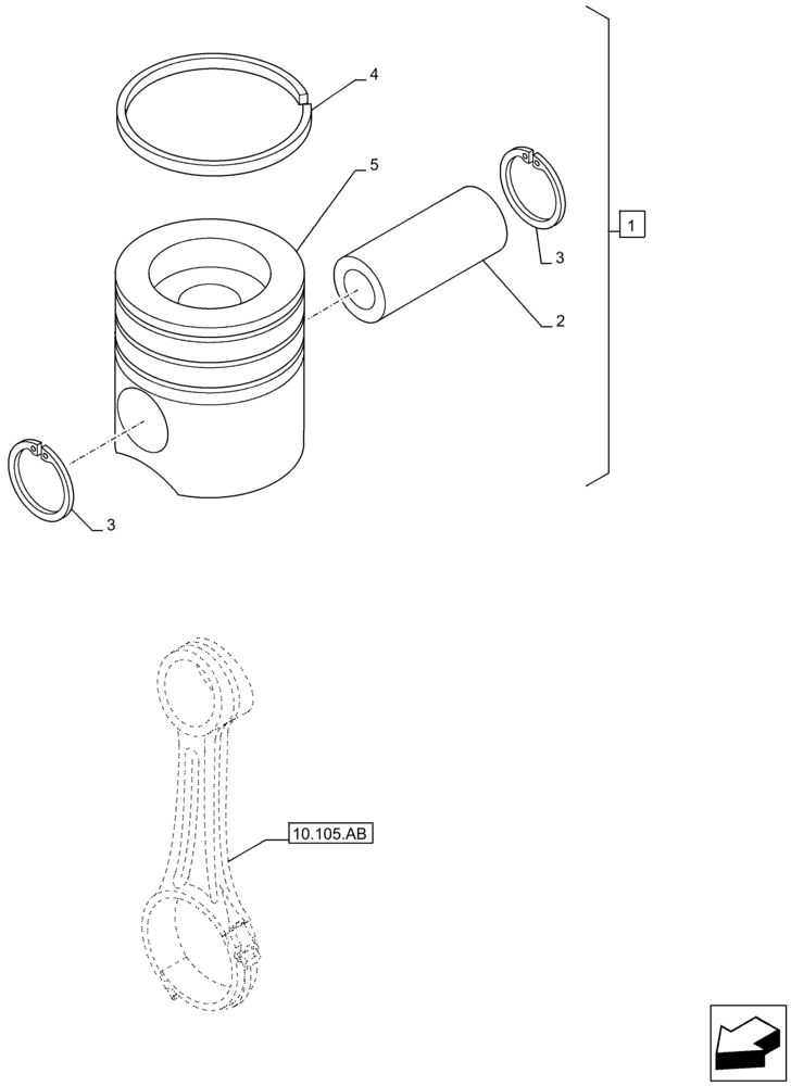 Схема запчастей Case F4HFA613N E001 - (10.105.AG) - PISTON (10) - ENGINE