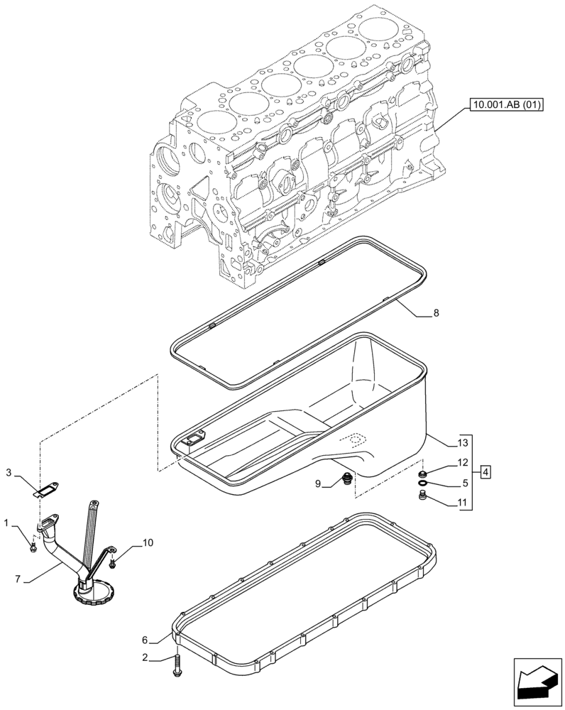 Схема запчастей Case F4HFA613M E001 - (10.102.AP) - ENGINE OIL PAN (10) - ENGINE