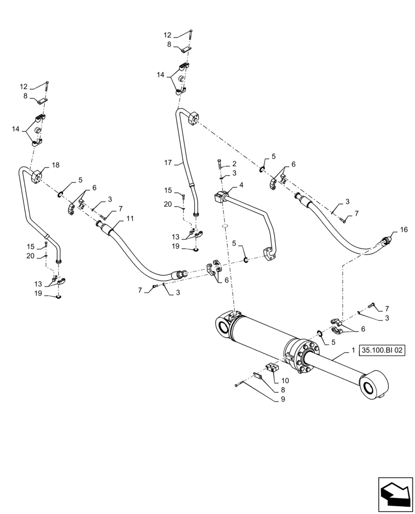 Схема запчастей Case 921F - (35.100.AR[03]) - TILT CYLINDER INSTALLATION (35) - HYDRAULIC SYSTEMS