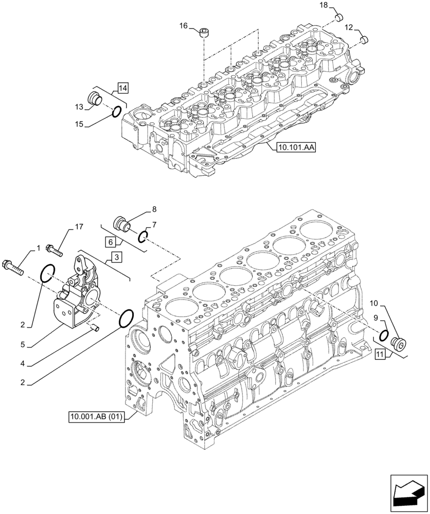 Схема запчастей Case F4HFE6132 A003 - (10.400.AE) - ENGINE, COOLING SYSTEM LINE (10) - ENGINE