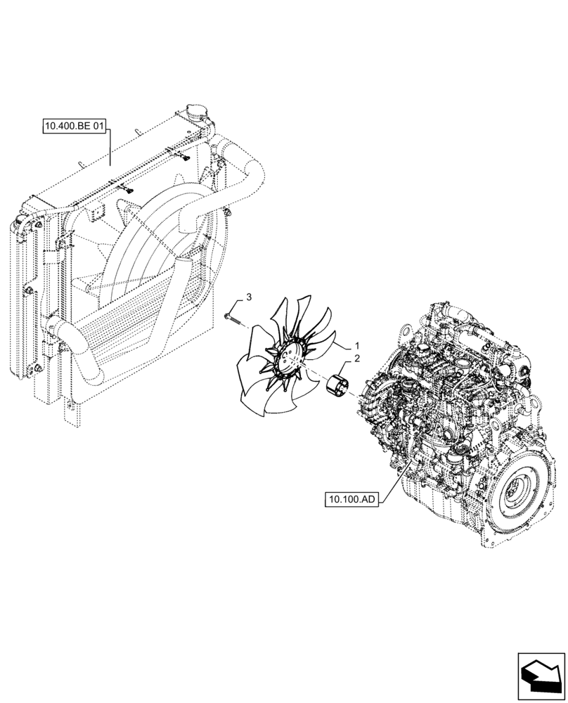 Схема запчастей Case SV280 - (10.414.AC[02]) - ENGINE FAN (10) - ENGINE