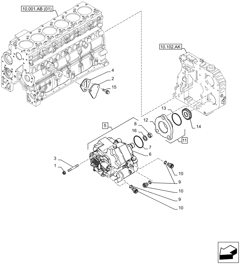 Схема запчастей Case F4HFE613F A001 - (10.218.AQ) - FUEL INJECTION PUMP (10) - ENGINE