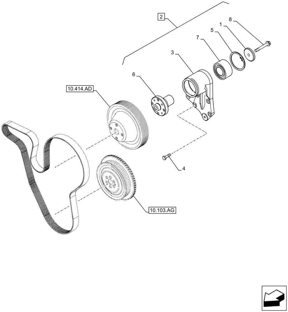 Схема запчастей Case F4HFA613M E001 - (10.414.AC) - FAN (10) - ENGINE