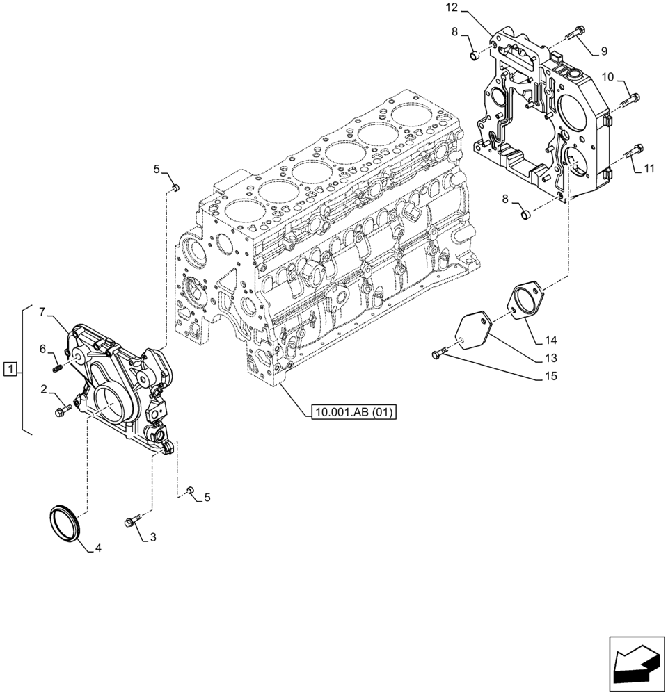 Схема запчастей Case F4HFA613L E001 - (10.102.AK) - ENGINE, BLOCK, COVER (10) - ENGINE