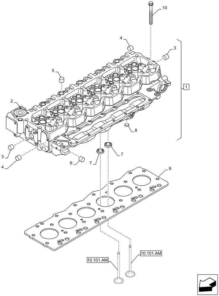 Схема запчастей Case F4HFA613N E001 - (10.101.AA) - CYLINDER HEAD (10) - ENGINE