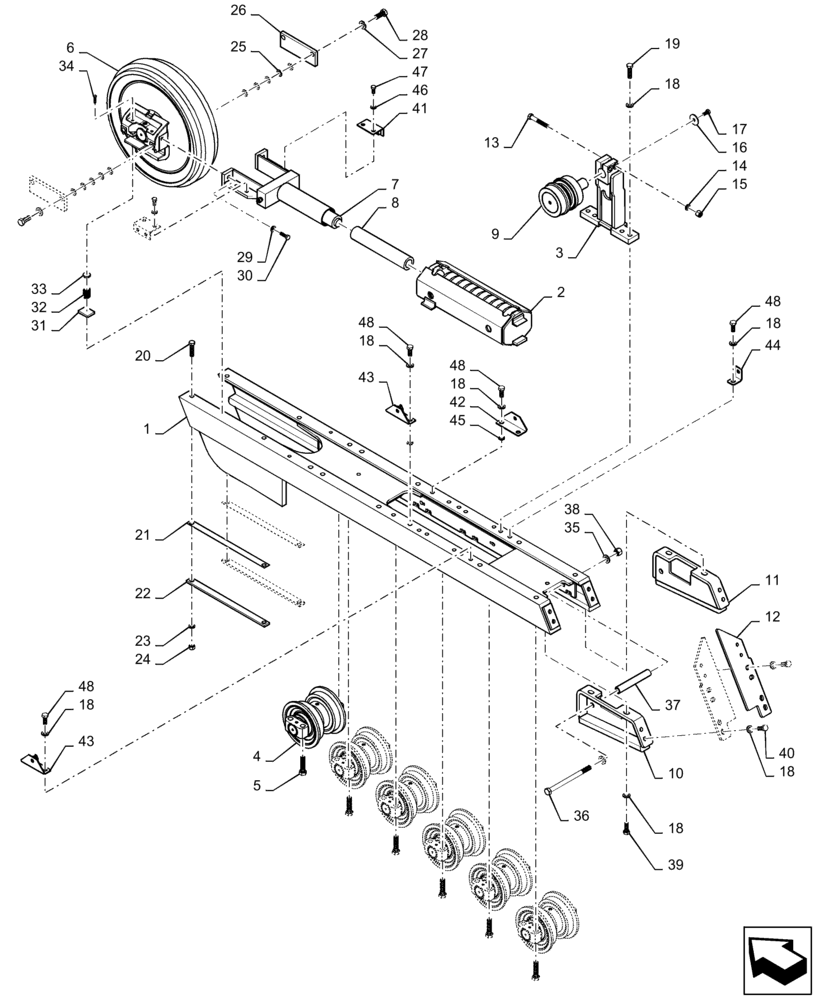 Схема запчастей Case 750M WT/LGP - (48.138.AB[02]) - LH TRACK ASSY (48) - TRACKS & TRACK SUSPENSION