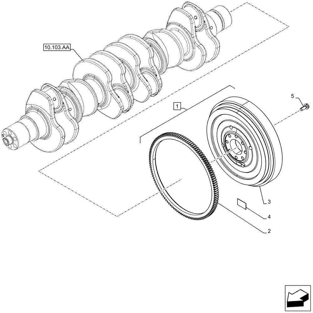 Схема запчастей Case F4HFA613N E001 - (10.103.AH) - ENGINE FLYWHEEL (10) - ENGINE