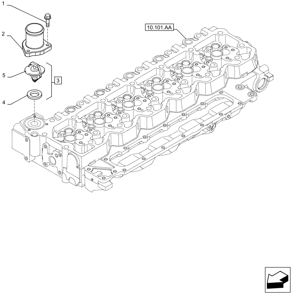 Схема запчастей Case F4HFE6132 A014 - (10.400.BC) - THERMOSTAT (10) - ENGINE