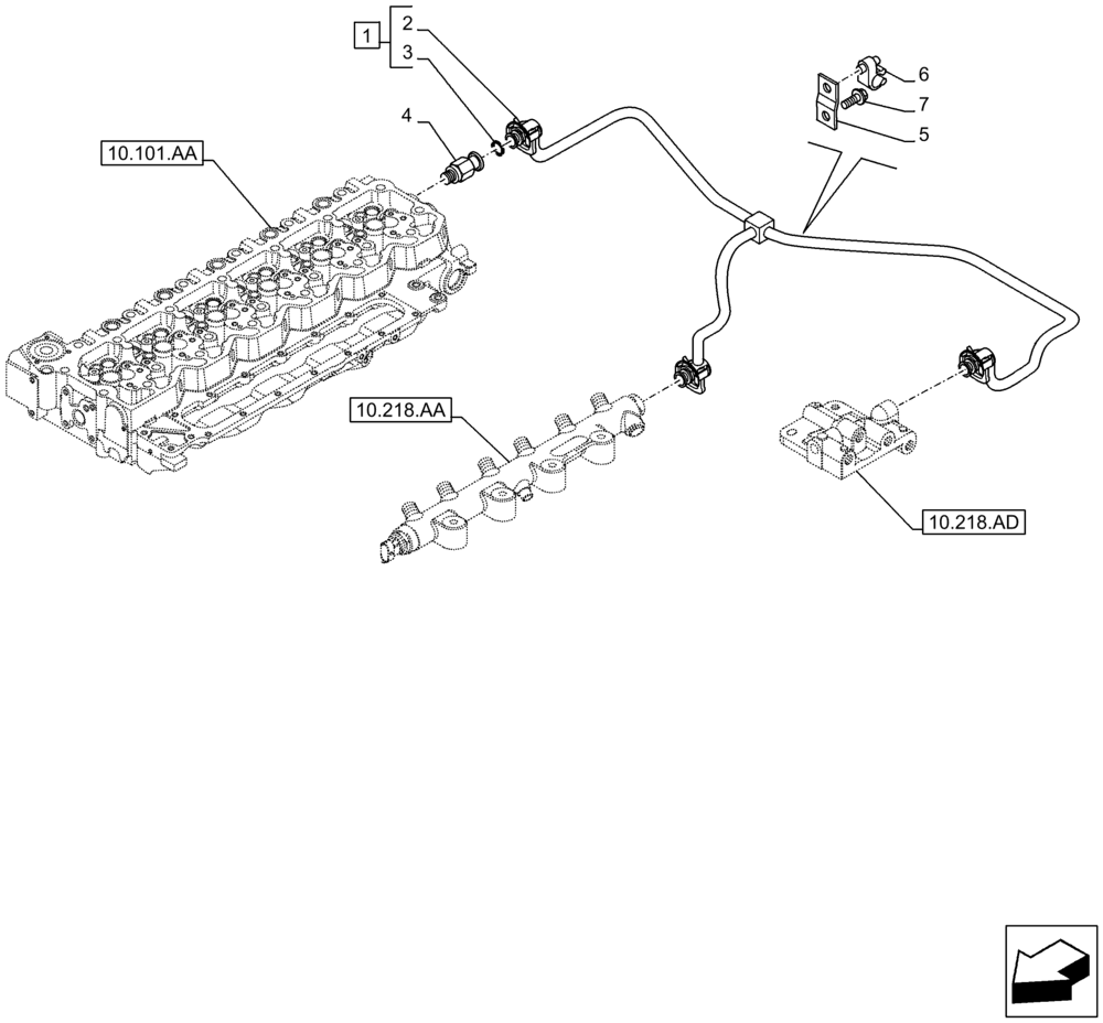 Схема запчастей Case F4HFA613L E001 - (10.218.AI[02]) - INJECTION PIPE (10) - ENGINE