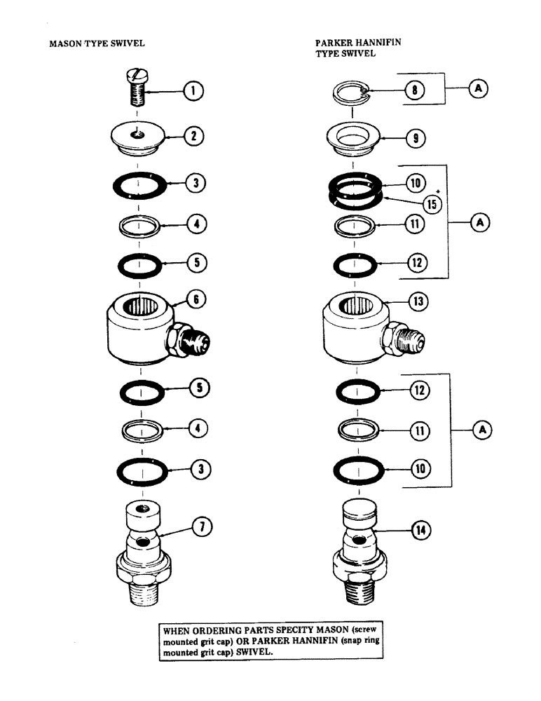 Схема запчастей Case 50 - (7-140) - INNER SWIVEL, USED WITH HI-LOW RANGE SHIFT (07) - BRAKES