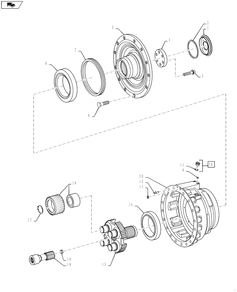 Схема запчастей Case 921F - (27.100.AB[04]) - REAR AXLE PLANETARY HUB (27) - REAR AXLE SYSTEM