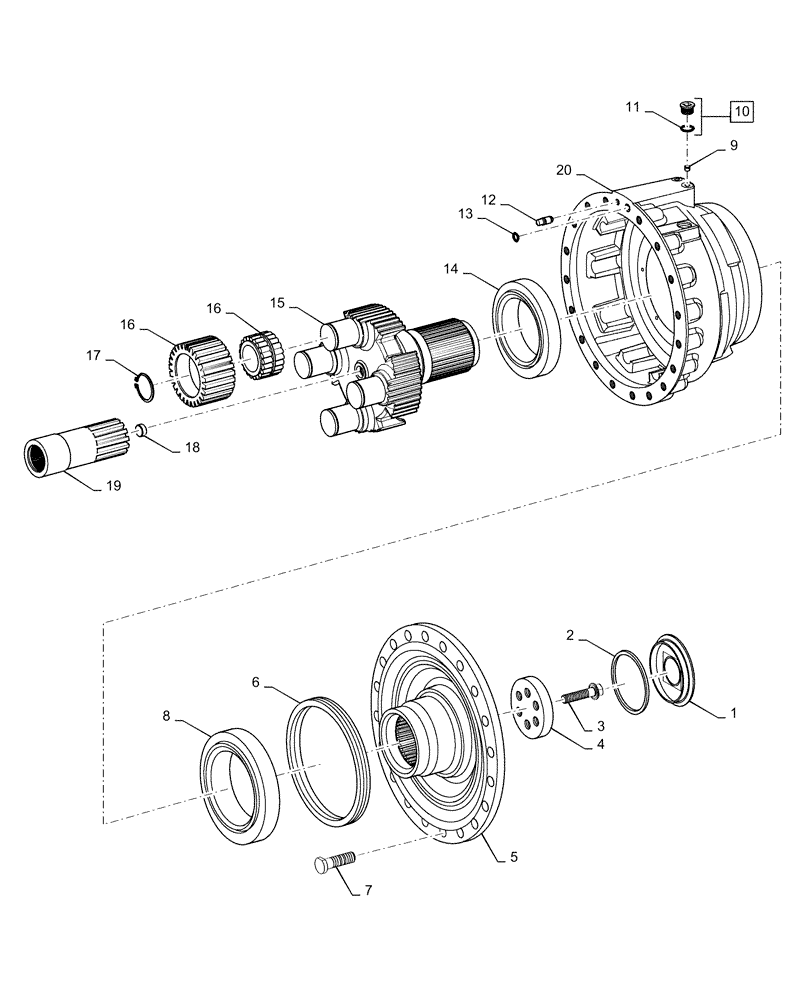 Схема запчастей Case 921F - (25.108.AB[01]) - FRONT AXLE PLANETARY HUB (25) - FRONT AXLE SYSTEM