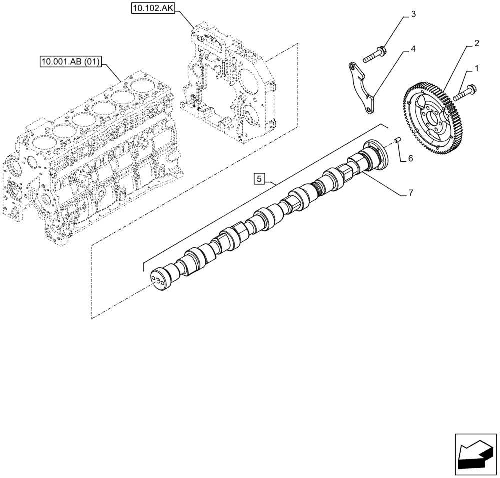 Схема запчастей Case F4HFA613L E001 - (10.106.AA) - CAMSHAFT (10) - ENGINE