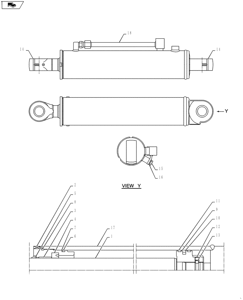 Схема запчастей Case CX55BMSR - (02-025[03]) - CYLINDER, ASSY (ANGLE DOZER) (35) - HYDRAULIC SYSTEMS