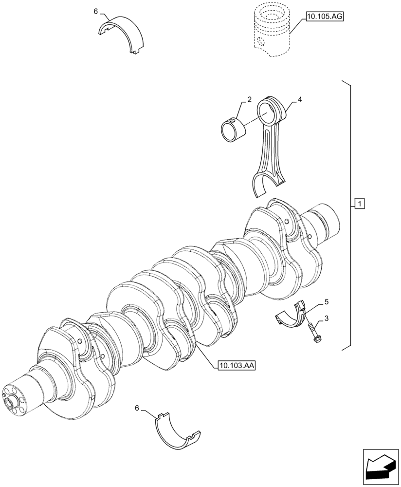 Схема запчастей Case F4HFE6132 A014 - (10.105.AB) - CONNECTING ROD (10) - ENGINE