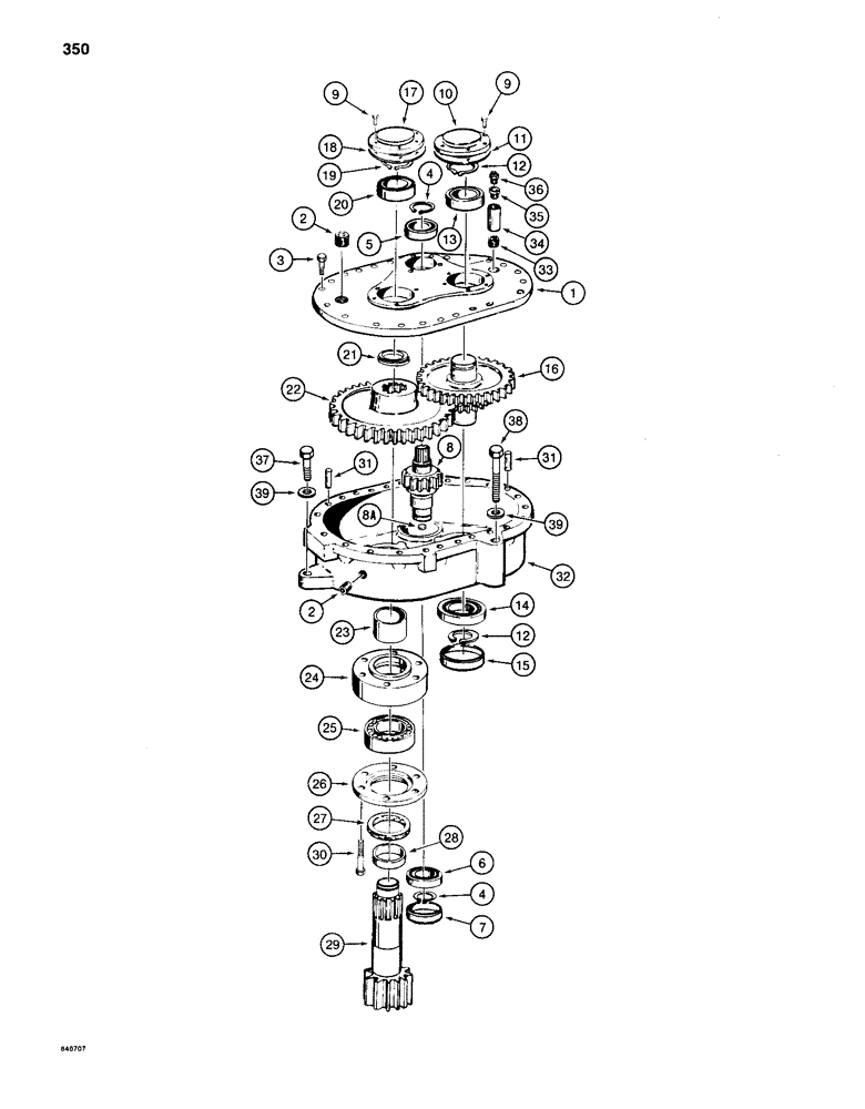 Схема запчастей Case 880C - (350) - SWING GEARBOX, PIN 6205625 AND AFTER (04) - UNDERCARRIAGE