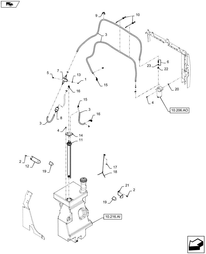 Схема запчастей Case SR220 - (10.210.AF) - FUEL LINE & TANK (10) - ENGINE