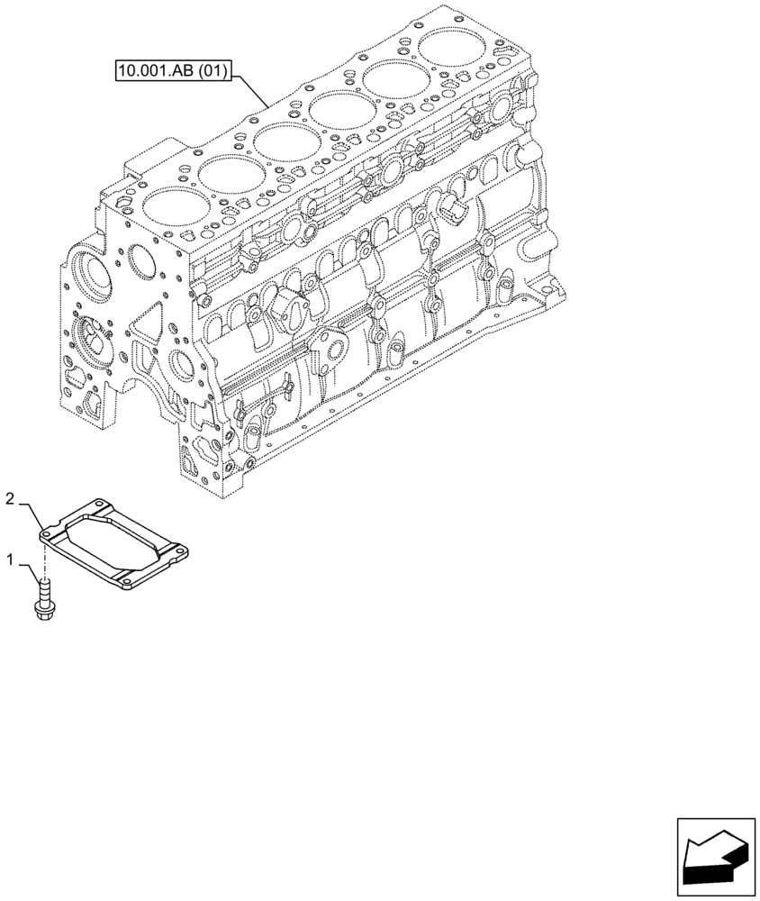 Схема запчастей Case F4HFA613L E001 - (10.001.AB[02]) - CRANKCASE (10) - ENGINE