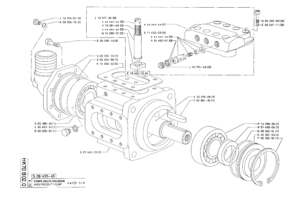 Схема запчастей Case 75C - (HK70 B02.0) - HIGH PRESSURE PUMP - 4 X 17,5 5 S I H (07) - HYDRAULIC SYSTEM