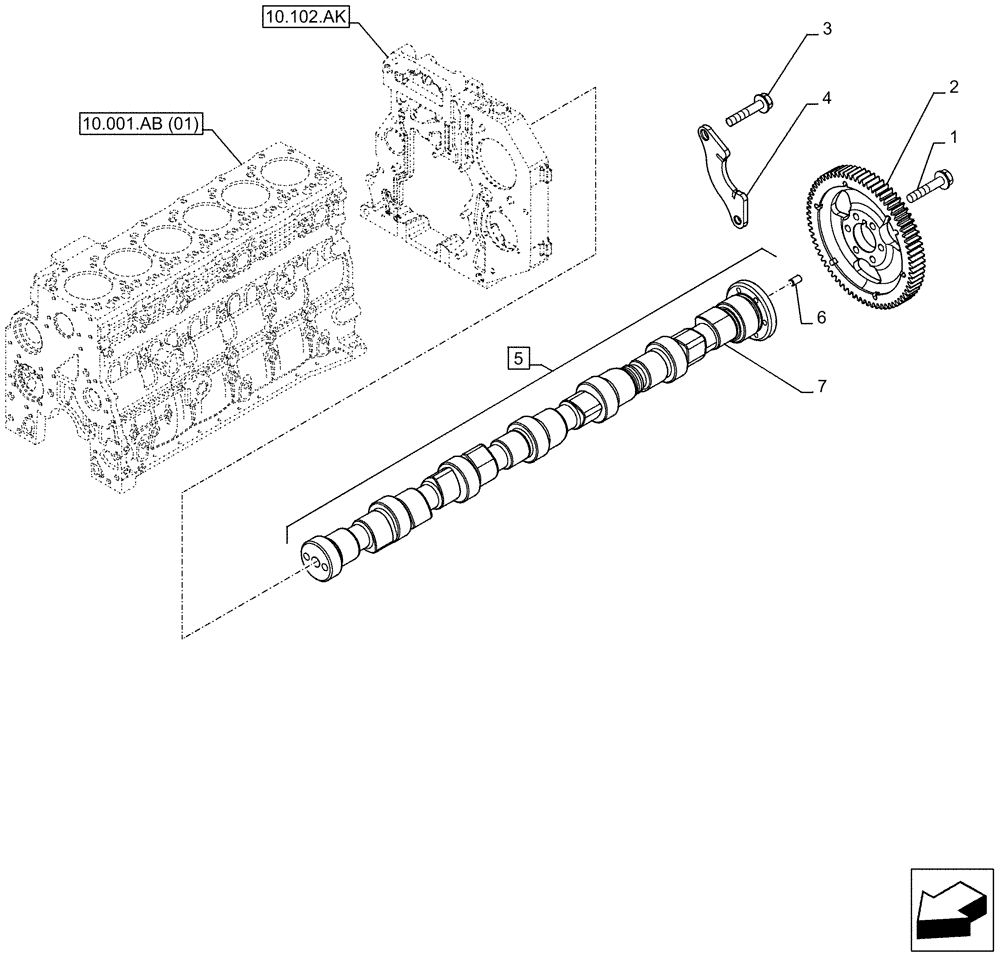 Схема запчастей Case F4HFE613F A012 - (10.106.AA) - CAMSHAFT (10) - ENGINE