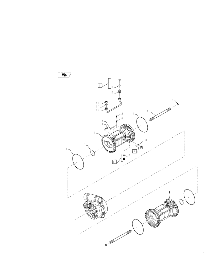 Схема запчастей Case 921F - (27.100.AB[02]) - REAR AXLE HOUSING (27) - REAR AXLE SYSTEM