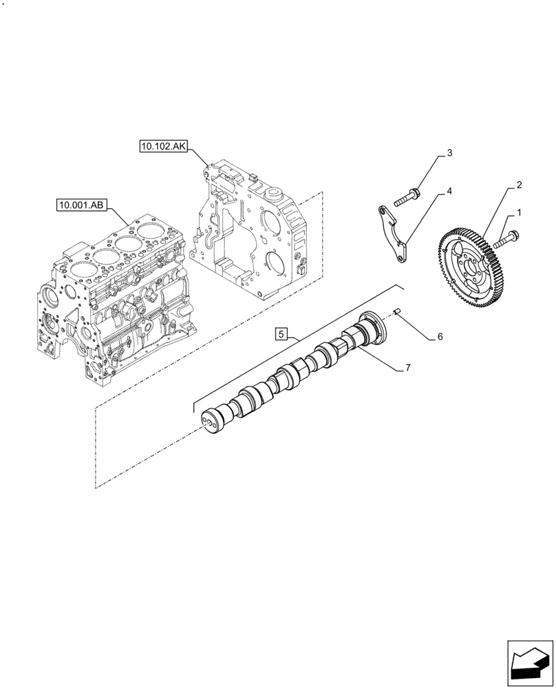 Схема запчастей Case F4HFE413C A002 - (10.106.AA) - CAMSHAFT (10) - ENGINE