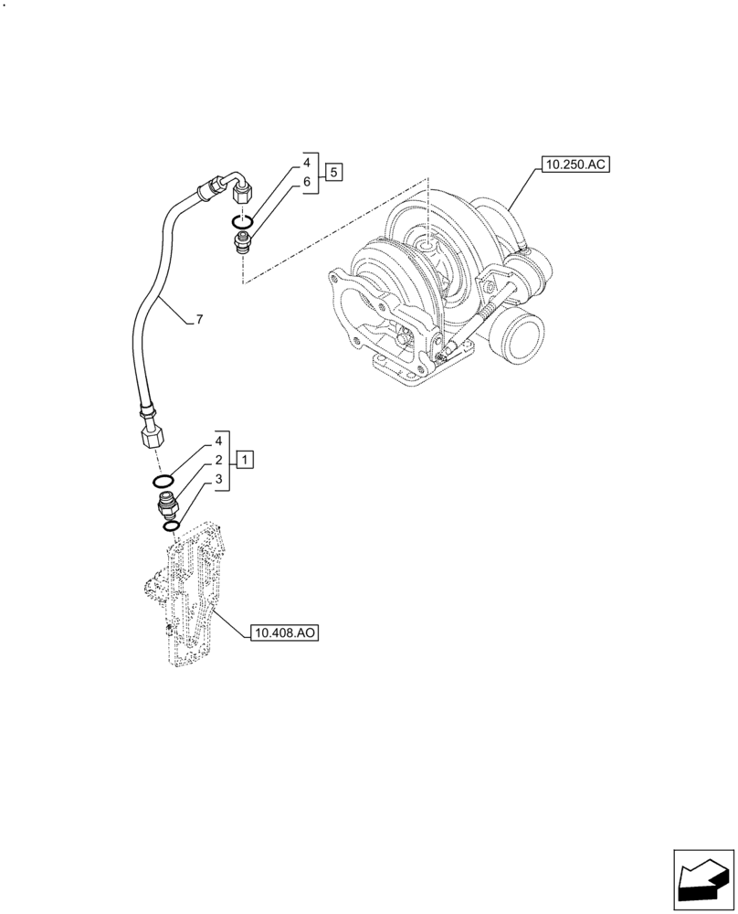 Схема запчастей Case F4HFE413C A002 - (10.250.AD) - TURBOCHARGER LUBE LINE (10) - ENGINE