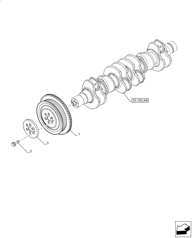 Схема запчастей Case F4HFE413E A002 - (10.103.AG) - CRANKSHAFT PULLEY (10) - ENGINE