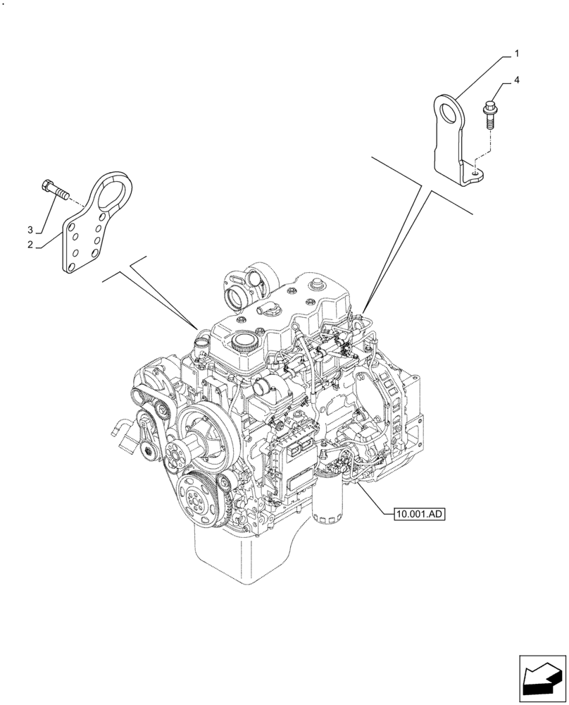 Схема запчастей Case F4HFE413E A002 - (10.001.AK) - ENGINE, HOOK (10) - ENGINE