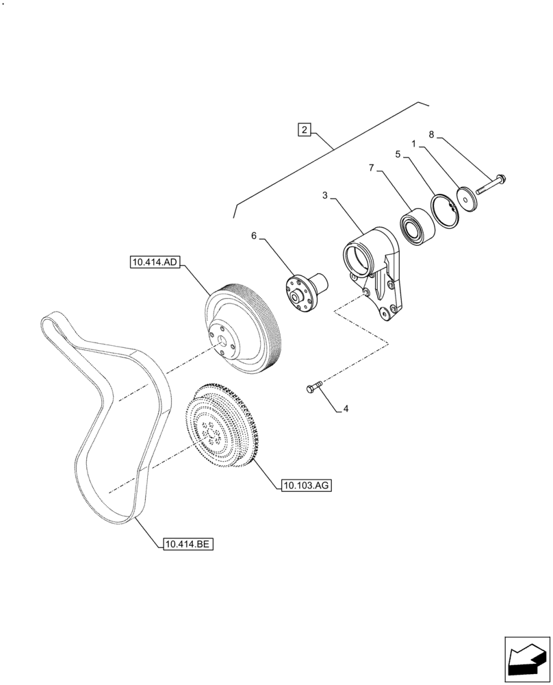 Схема запчастей Case F4HFE413E A002 - (10.414.AC) - FAN, SUPPORT (10) - ENGINE