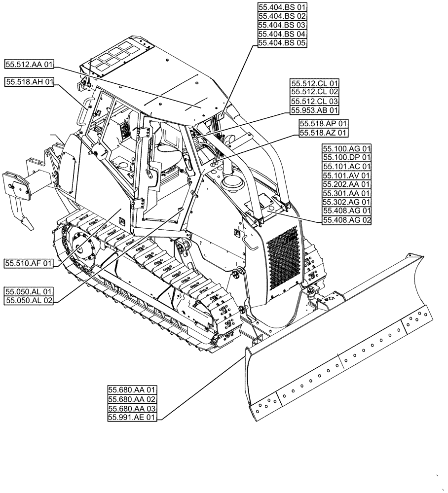 Схема запчастей Case 1650M XLT - (00.000.55[01]) - PICTORIAL INDEX - ELECTRICAL SYSTEMS (00) - GENERAL & PICTORIAL INDEX