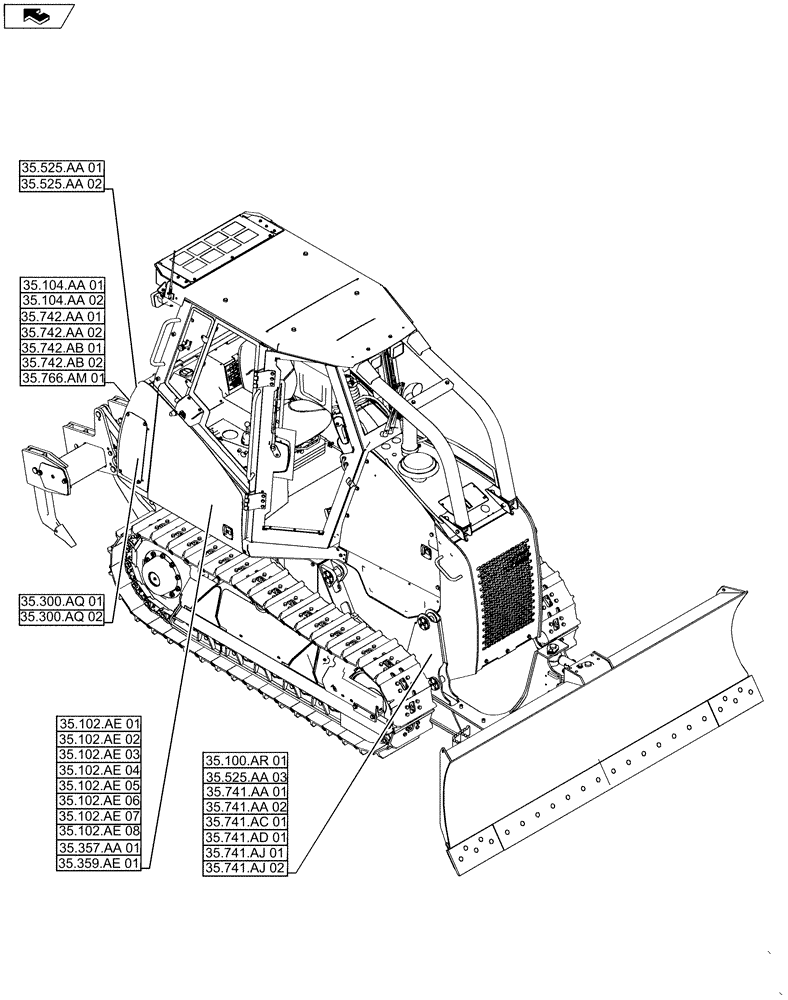 Схема запчастей Case 1150M LT - (35.000.00[01]) - PICTORIAL INDEX - HYDRAULIC SYSTEMS (35) - HYDRAULIC SYSTEMS