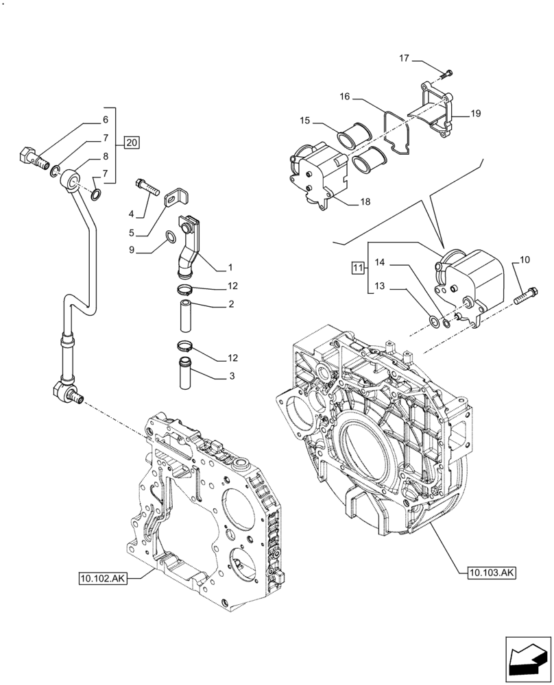 Схема запчастей Case F4HFE413C A002 - (10.304.AP) - ENGINE, BREATHER (10) - ENGINE