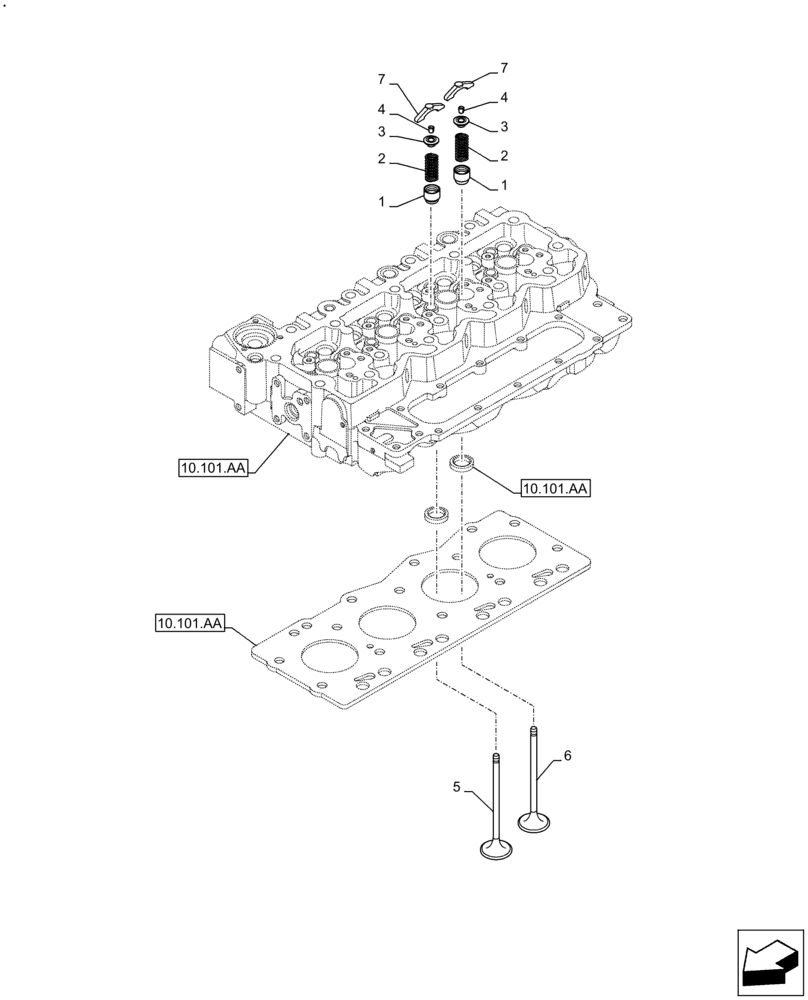 Схема запчастей Case F4HFE413E A002 - (10.101.AM) - CYLINDER HEAD, VALVE (10) - ENGINE