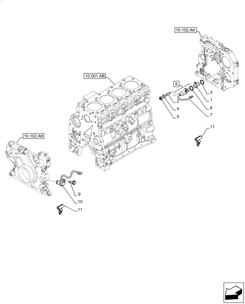 Схема запчастей Case F4HFE413C A002 - (55.015.AC) - ENGINE, SENSOR (55) - ELECTRICAL SYSTEMS