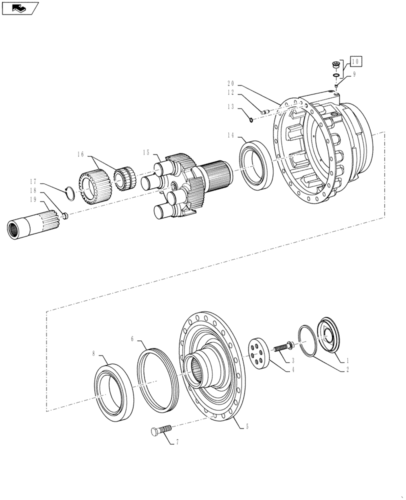 Схема запчастей Case 921F - (25.108.AB[03]) - FRONT AXLE PLANETARY HUB, LOCKING (25) - FRONT AXLE SYSTEM