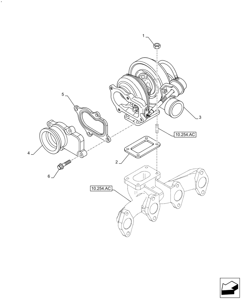 Схема запчастей Case F4HFE413E A002 - (10.250.AC) - TURBOCHARGER (10) - ENGINE