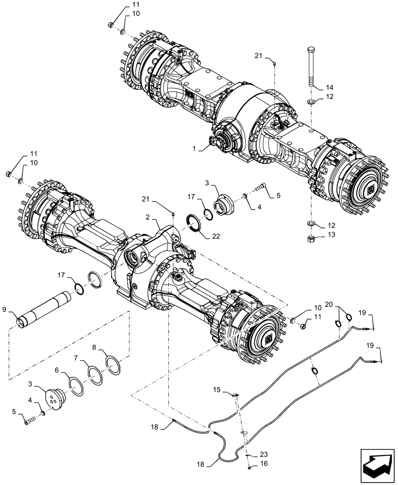 Схема запчастей Case 821F - (27.100.AK[01]) - AXLE INSTALLATION LIMITED SLIP (27) - REAR AXLE SYSTEM