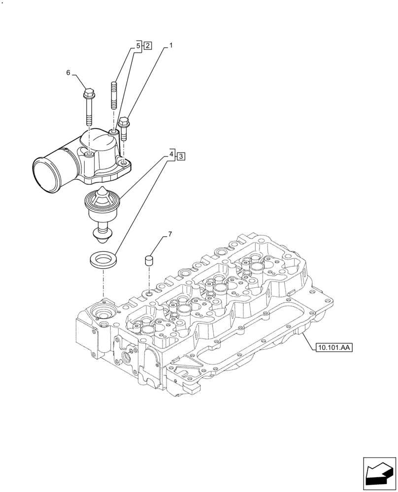 Схема запчастей Case F4HFE413E A002 - (10.400.BC) - THERMOSTAT (10) - ENGINE