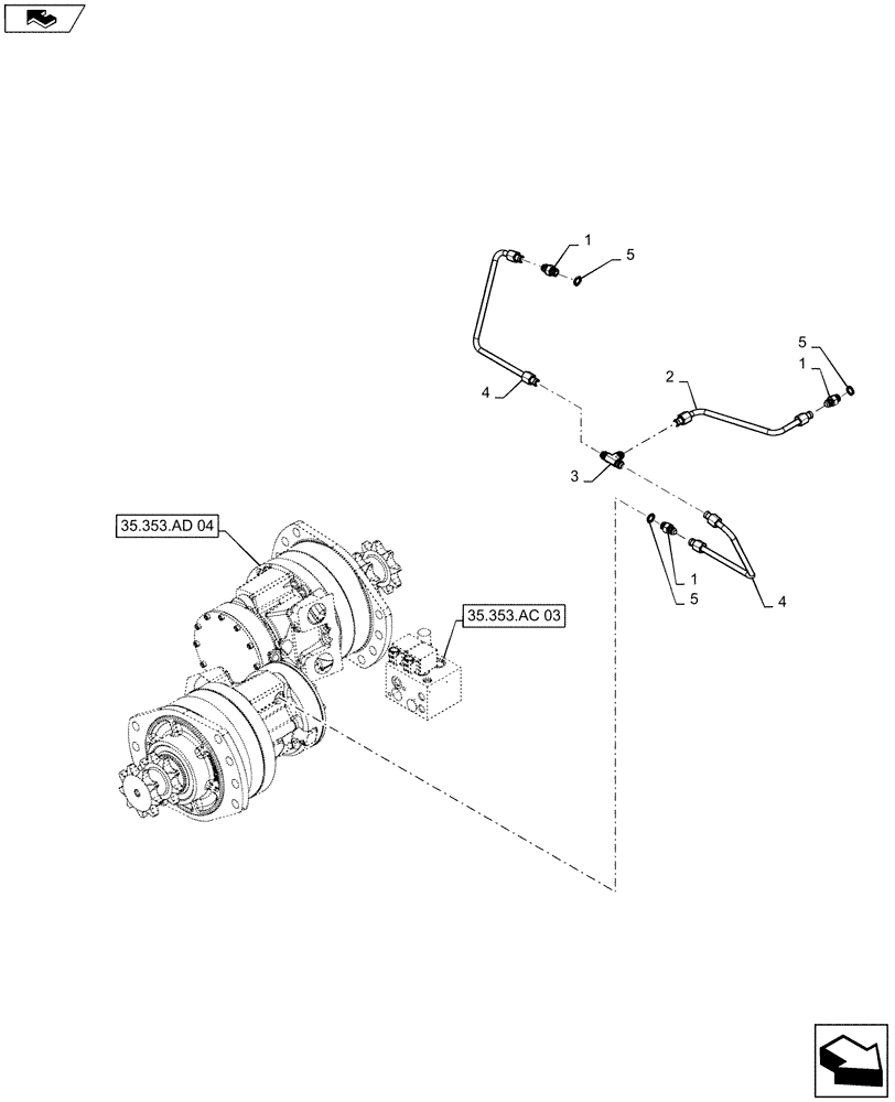 Схема запчастей Case SR210 - (35.353.AD[05]) - 2 SPEED/E-H TRAVEL LINES (35) - HYDRAULIC SYSTEMS