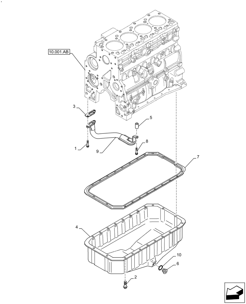 Схема запчастей Case F4HFE413C A002 - (10.102.AP) - ENGINE OIL PAN (10) - ENGINE